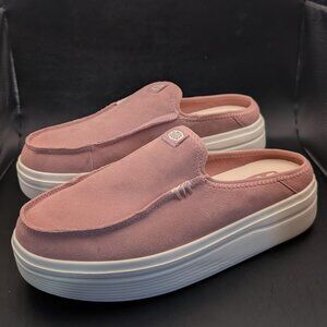 Hey Dude Austin Lift Suede Mules in Light Pink